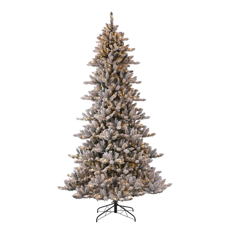 The Twillery Co.® 9ft Flocked Fir Artificial Christmas Tree with 650 Warm White Lights | Birch L... | Wayfair North America