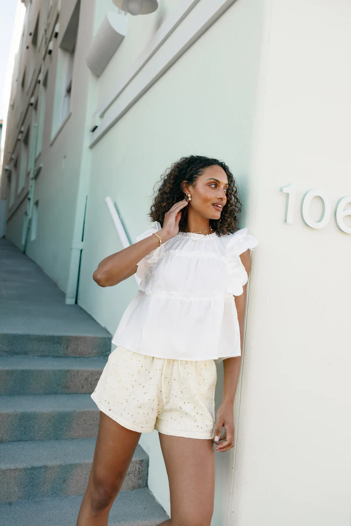 Elaine Ruffle Top - Off White | Petal & Pup (US)