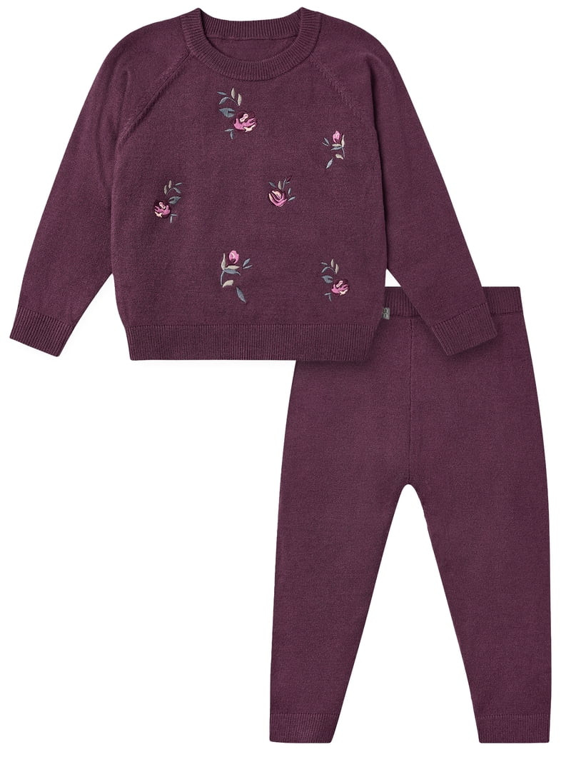 Modern Moments by Gerber Baby and Toddler Girl Embroidered Sweater Outfit Set, 0/3 Months - 5T | Walmart (US)
