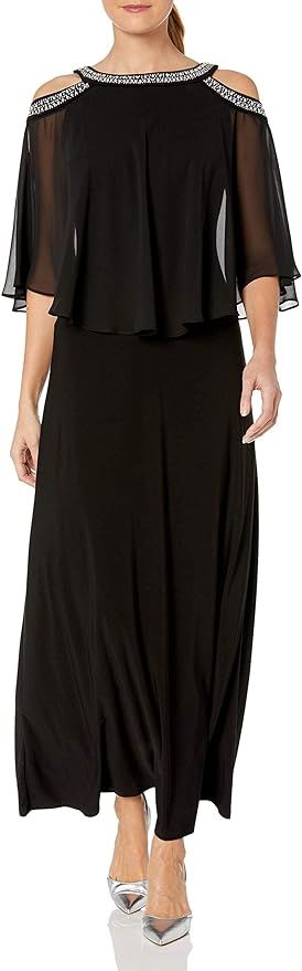 Alex Evenings Long Chiffon Cold-Shoulder Popover Dress | Amazon (US)