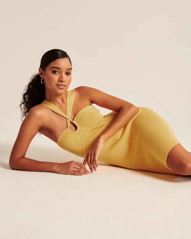 Criss-Cross Halter Mini Sweater Dress | Abercrombie & Fitch (UK)