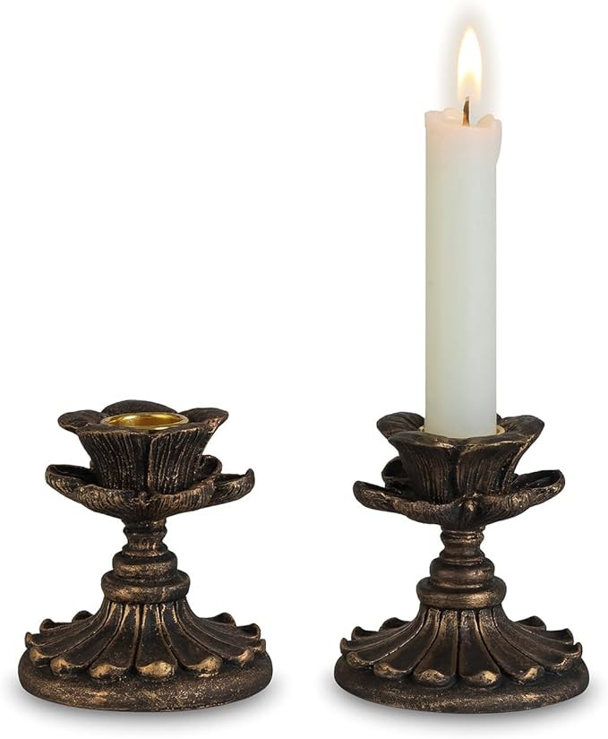 Taper Candle Holder Vintage: Resin Candlestick Holders Small Candle Sticks Holder Antique Decorat... | Amazon (US)
