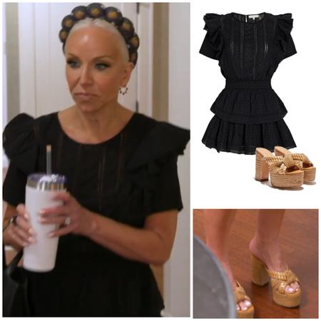 Margaret Joseph’s’ Black Ruffle Dress and Platform Sandals 