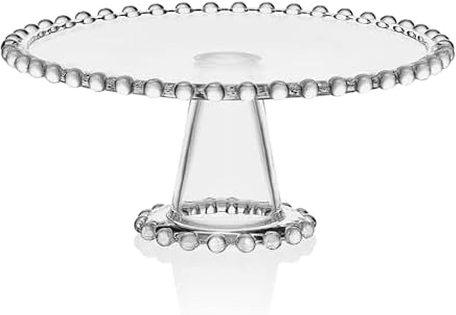 Fitz & Floyd Beaded Large Glass Cake Stand, 10.75 Inch Clear Glass Pedestal Cake Stand for Desser... | Amazon (US)