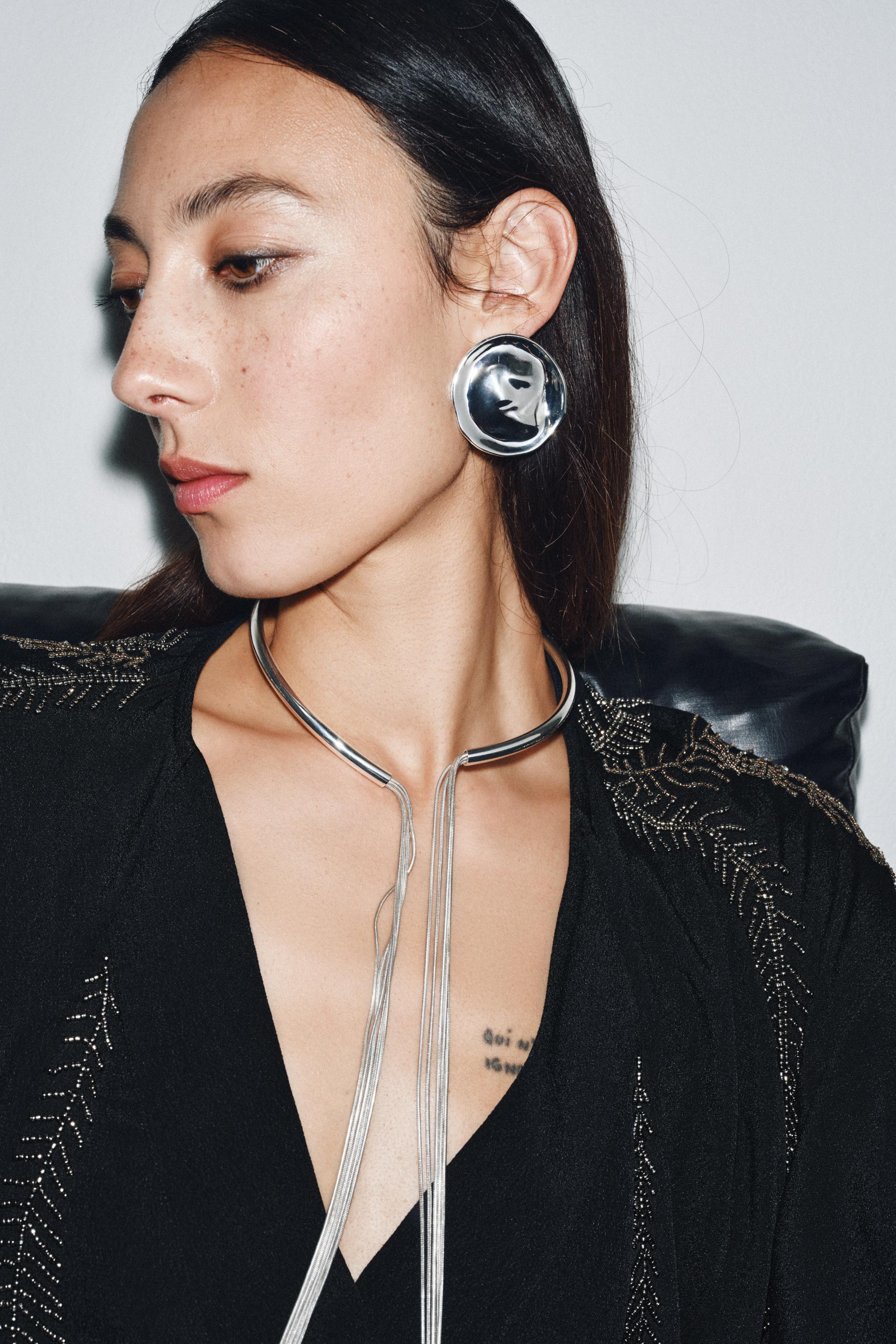 METAL PLATE EARRINGS | Zara US
