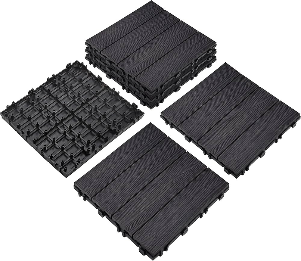 Design House Square Deck Tiles, Interlocking Wood Composite Decking, 1000lb Weight Capacity, Wate... | Amazon (US)