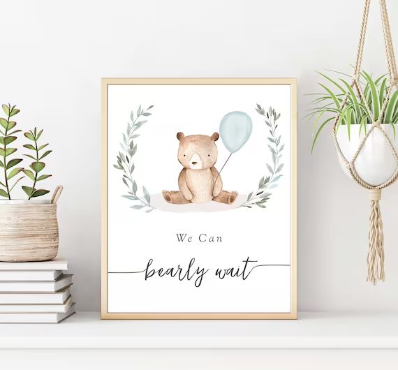 Bear Baby Shower We Can Bearly Wait Sign, Printable Boy Baby Shower Sign, Instant Download, 73 | Etsy (US)