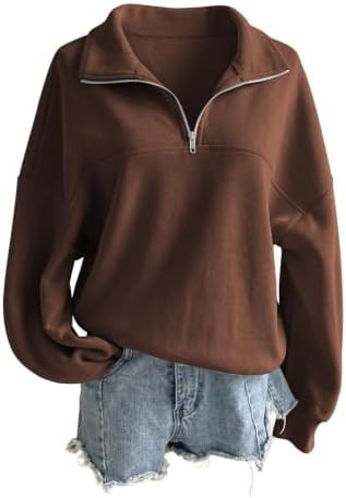 SHEWIN Women's Sweatshirt Fleece Quarter Zipper Pullover Tops Casual Oversized Half Zip Hoodie 20... | Amazon (US)