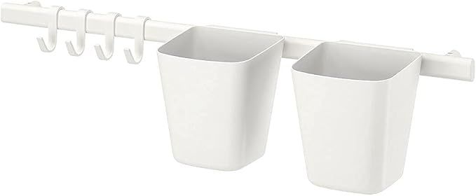 IKEA SUNNERSTA Rail with 4 Hooks and 2 containers, White | Amazon (US)