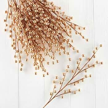 Factory Direct Craft Pack of 12 Gold Berry Stems Decorative Wire Stem Branch Sprays for Christmas... | Amazon (US)