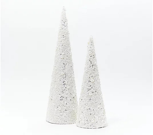 Inspire Me! Home Decor Set of 2 Glitter and Pearl Trees - QVC.com | QVC