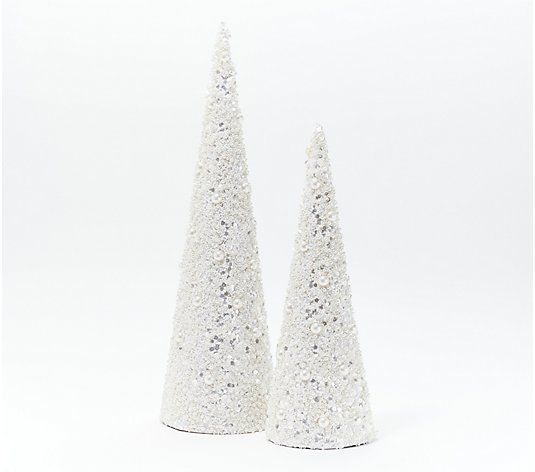 Inspire Me! Home Decor Set of 2 Glitter and Pearl Trees - QVC.com | QVC