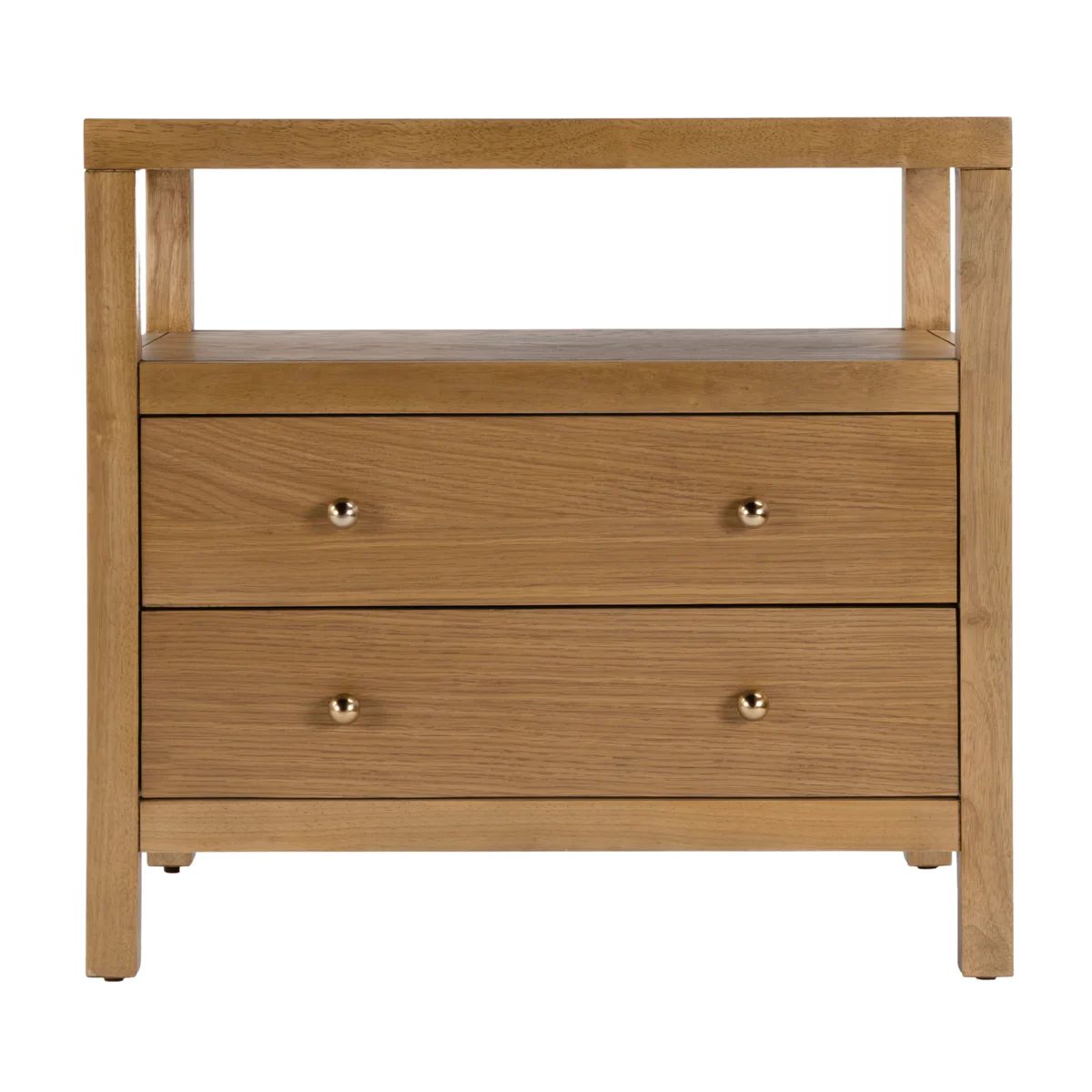 Light Natural Finish Two Drawer Wide Nightstand | The Well Appointed House, LLC