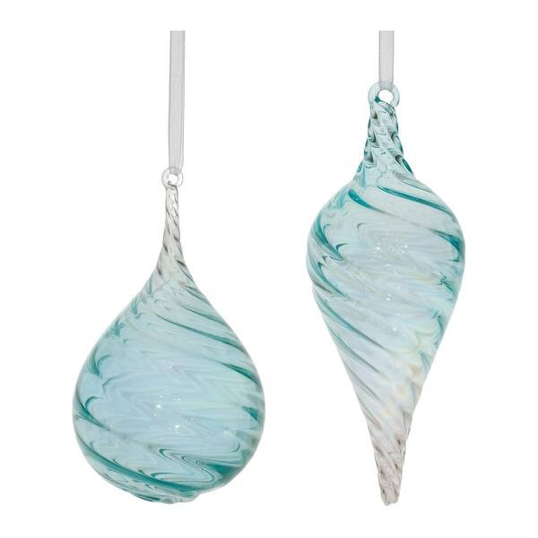 Blue Ribbed Swirl Glass Ornament (Set of 6) - Bed Bath & Beyond - 40838302 | Bed Bath & Beyond