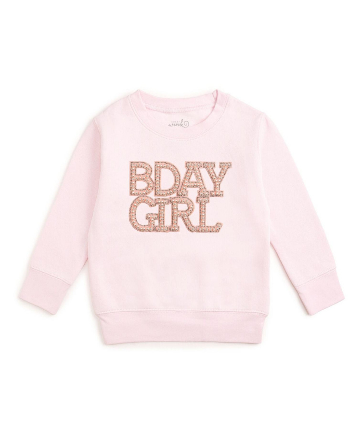 Sweet Wink Little Girls Pearl BDay Girl Patch Sweatshirt - Ballet pink | Macy's