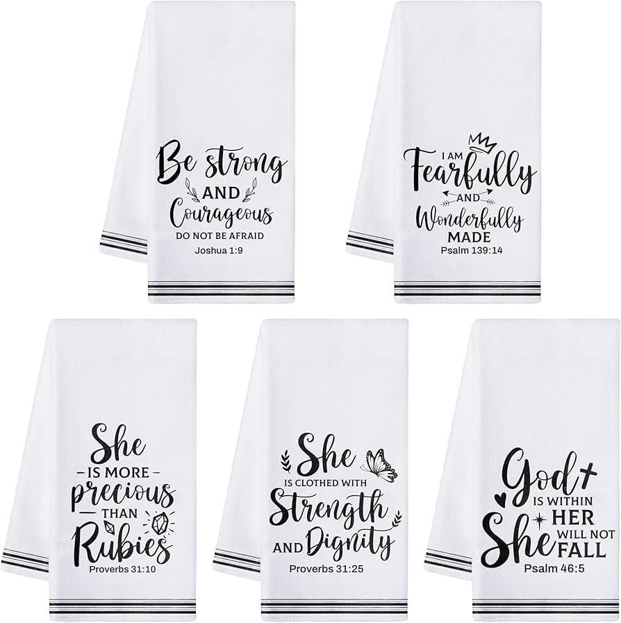 R HORSE Religious Christian Kitchen Dish Towel - 5Pcs Bible Verse Cleaning Dishcloth Inspiration ... | Amazon (US)
