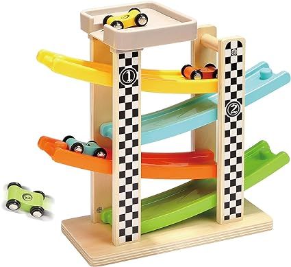 TOP BRIGHT Toddler Toys For 1 2 Year Old Boy And Girl Gifts Wooden Race Track Car Ramp Racer With... | Amazon (US)