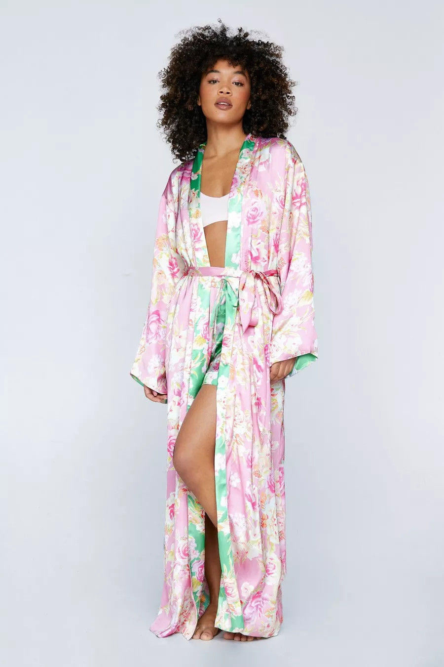 Satin Floral Reversible Maxi Robe | Nasty Gal US