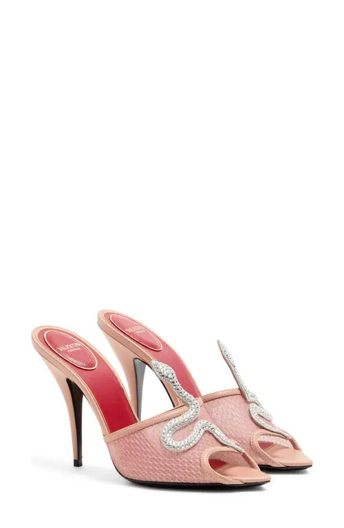 Valentino Garavani Coeur Vipère Mesh Sandal in Pink at Nordstrom, Size 5.5Us | Nordstrom