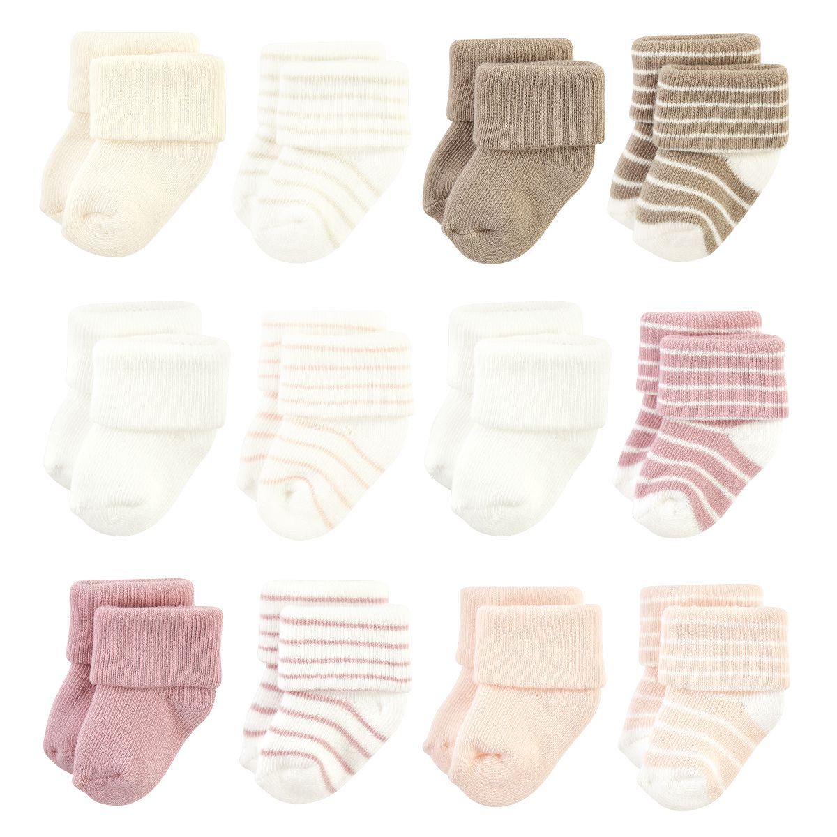 Hudson Baby Infant Girl Cotton Rich Newborn and Terry Socks, Blush Stripe | Target