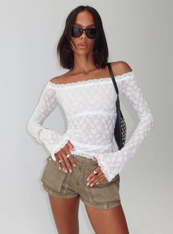 Mochapella Off The Shoulder Top White | Princess Polly US