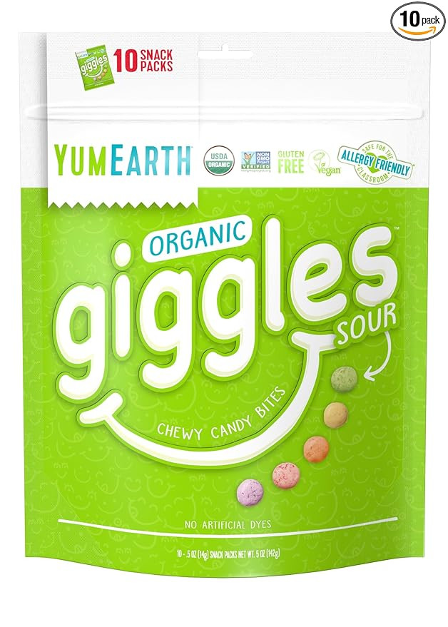 YumEarth Organic Sour Giggles Chewy Candy - Allergy Friendly (Top 9 Free), No Artificial Dyes or ... | Amazon (US)