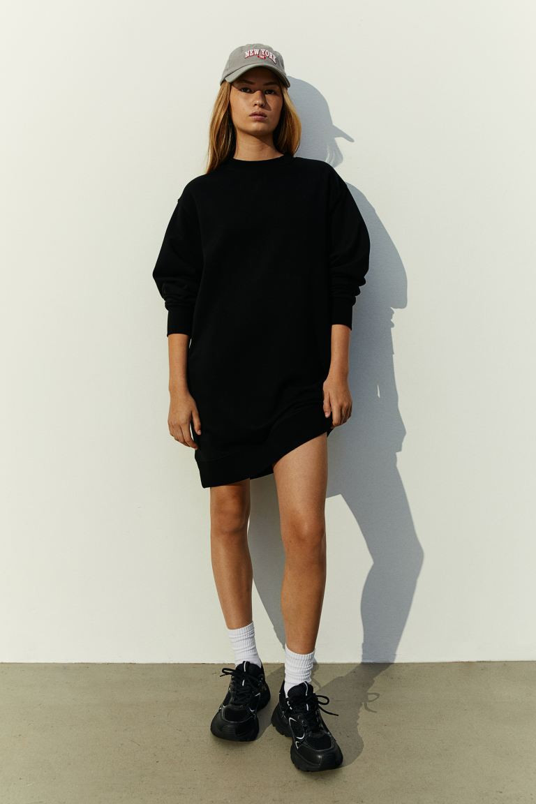 Sweatshirt Dress - Black - Ladies | H&M US | H&M (US + CA)