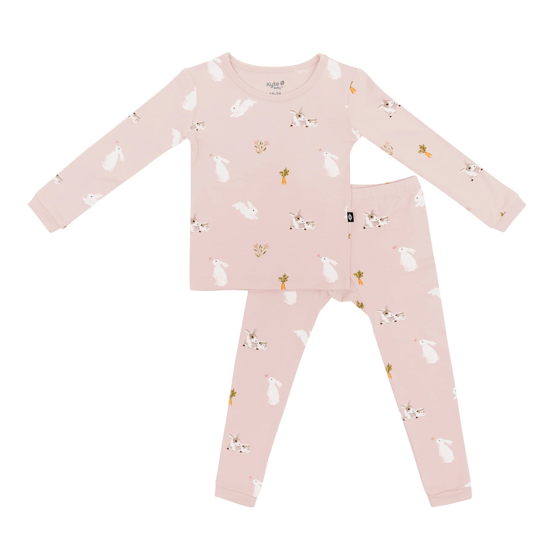 Long Sleeve Pajamas in Blush Rabbit | Kyte BABY
