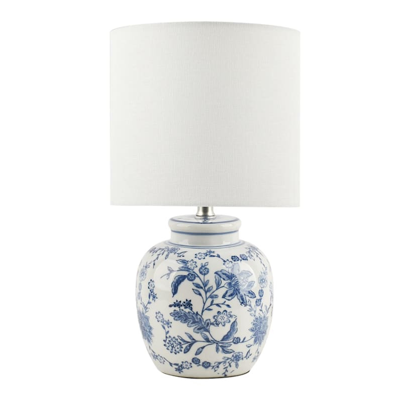 White & Blue Chinoiserie Ceramic Accent Lamp, 14.5" | At Home