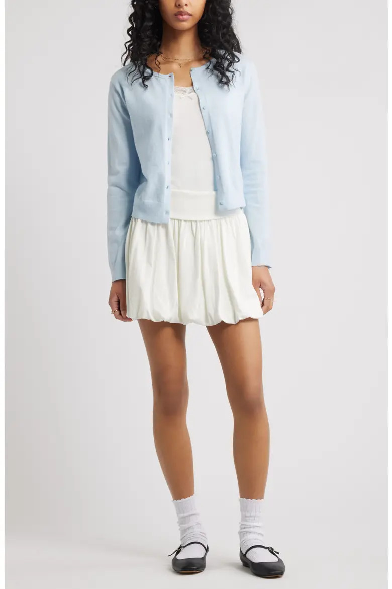 Crewneck Cotton Blend Cardigan (Women) | Nordstrom | Nordstrom