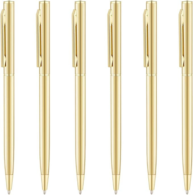 Unibene Slim Metallic Retractable Ballpoint Pens - Gold, Nice Gift for Wedding Business Office St... | Amazon (US)