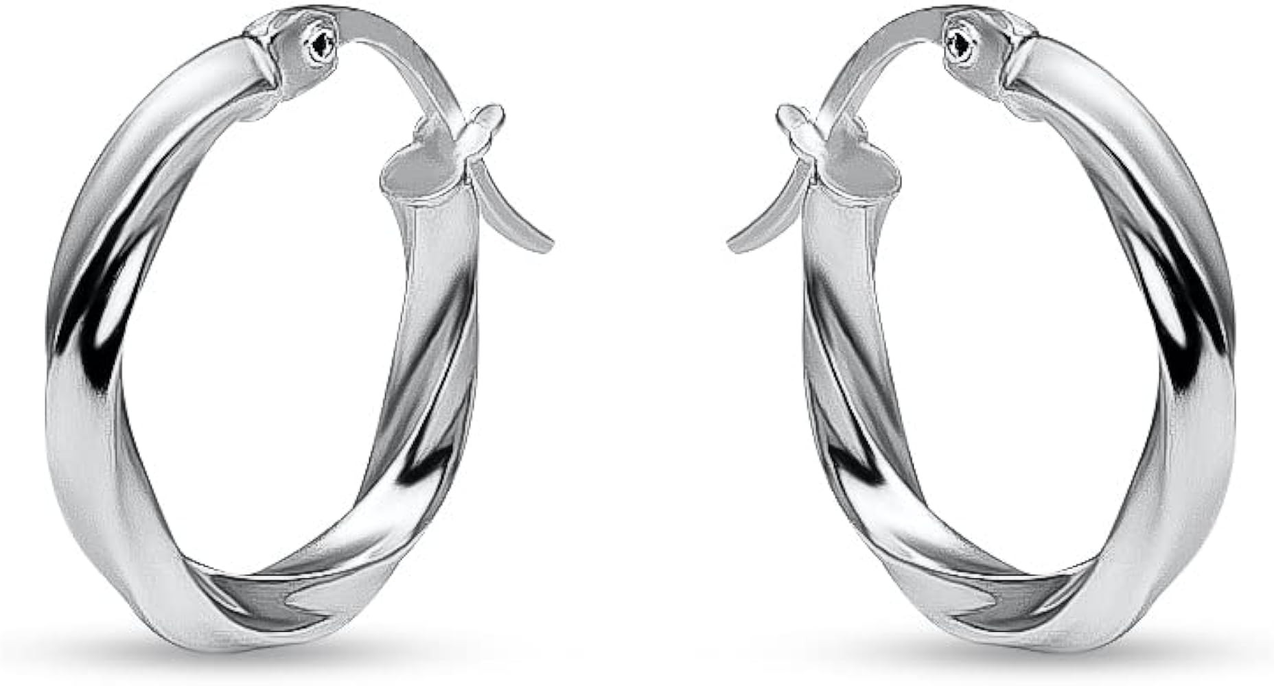 Sterling Silver Hoop Earrings, Twisted Round Design, High Polish Finish with Click-Top Closure, Tarn | Amazon (US)