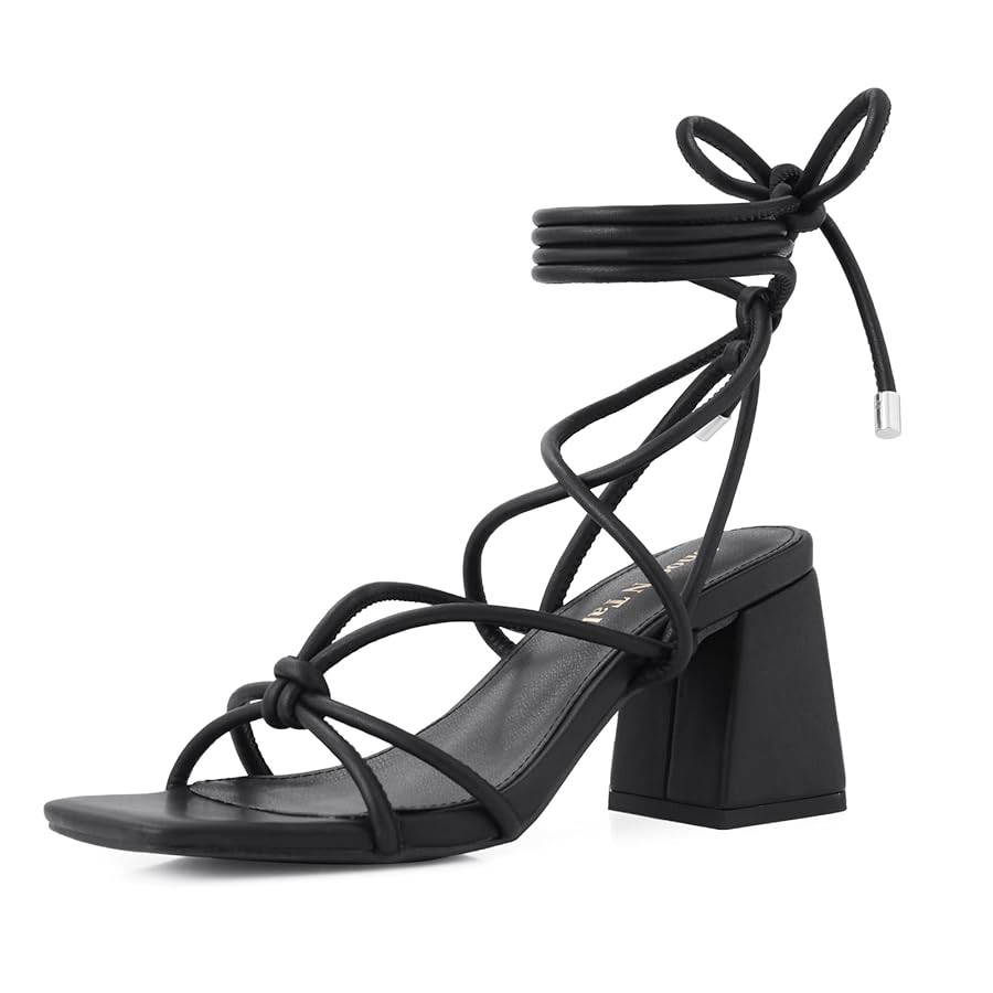 Shoe'N Tale Lace Up Heels for Women Ankle Strappy Gladiator High Heeled Sandals Chunky Block Heel... | Amazon (US)