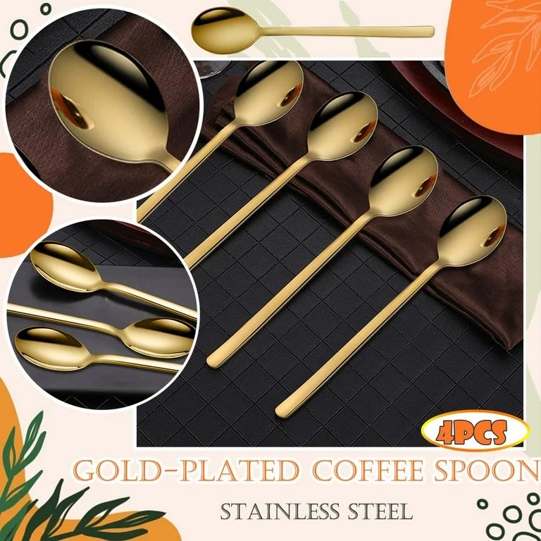 Home Decor Pack Of 4,Gold Plated Stainless Steel Spoons,Mini Teaspoons Set | Walmart (US)