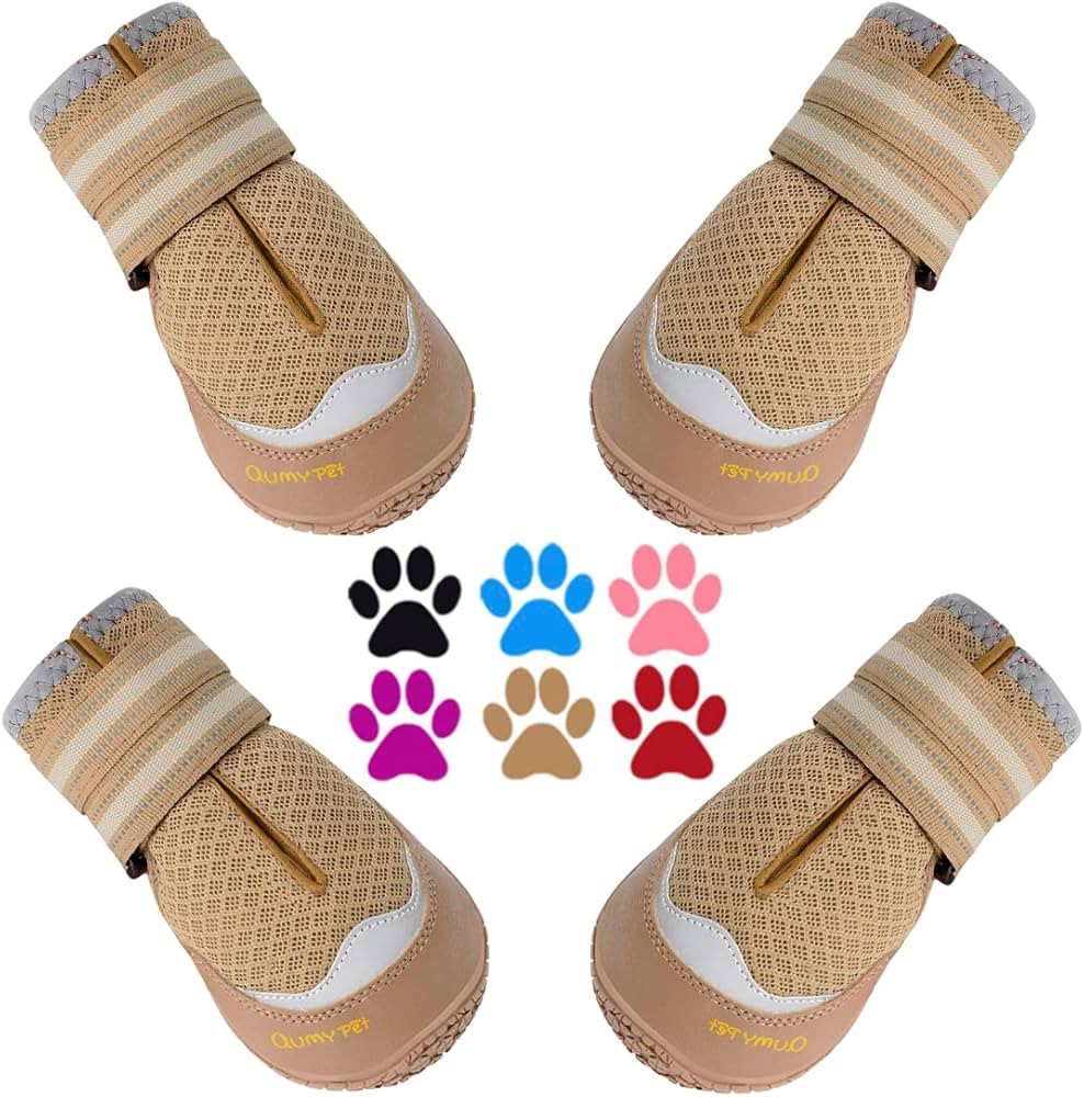 QUMY 4PCS Dog Shoes, Medium Large Dog Boots & Paw Protectors for Summer Heat Protection, Mesh Bre... | Amazon (US)