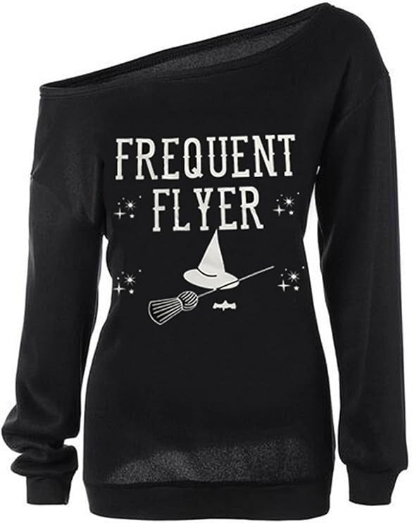 TWKIOUE Women Halloween Pullover Shirts Slouchy Pumpkin Long Sleeve Sweatshirts Off Shoulder Tops | Amazon (US)