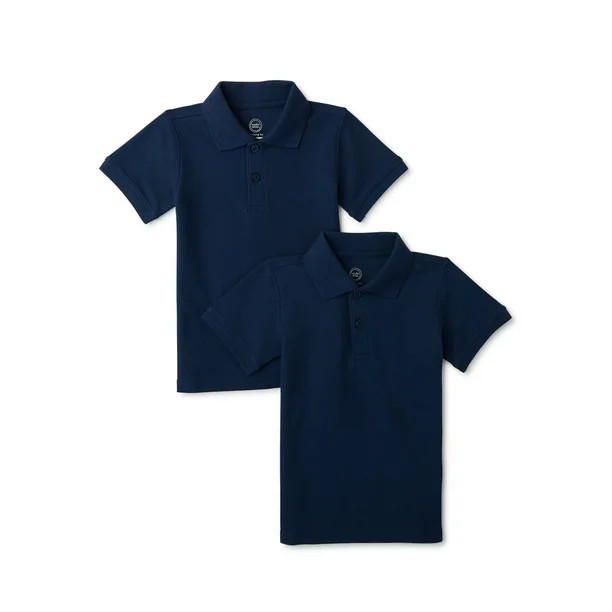 Wonder Nation Toddler Boys School Uniform Short Sleeve Pique Polo Shirt, 2-Pack, Sizes 2T - 5T | Walmart (US)