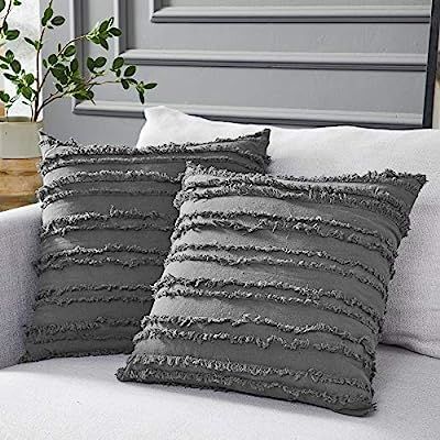 Longhui bedding Grey Throw Pillow Cover for Couch Sofa Bed, Cotton Linen Decorative Pillows Cushi... | Amazon (US)