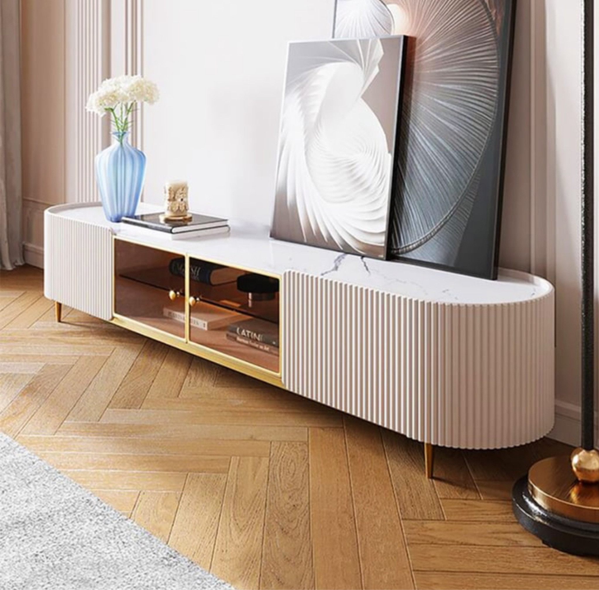 Palley Modern Oval TV Stand With Storage & Glass Doors In White For TV Up To 85 Inch

#LTKCyberWeek #LTKHome #LTKHoliday