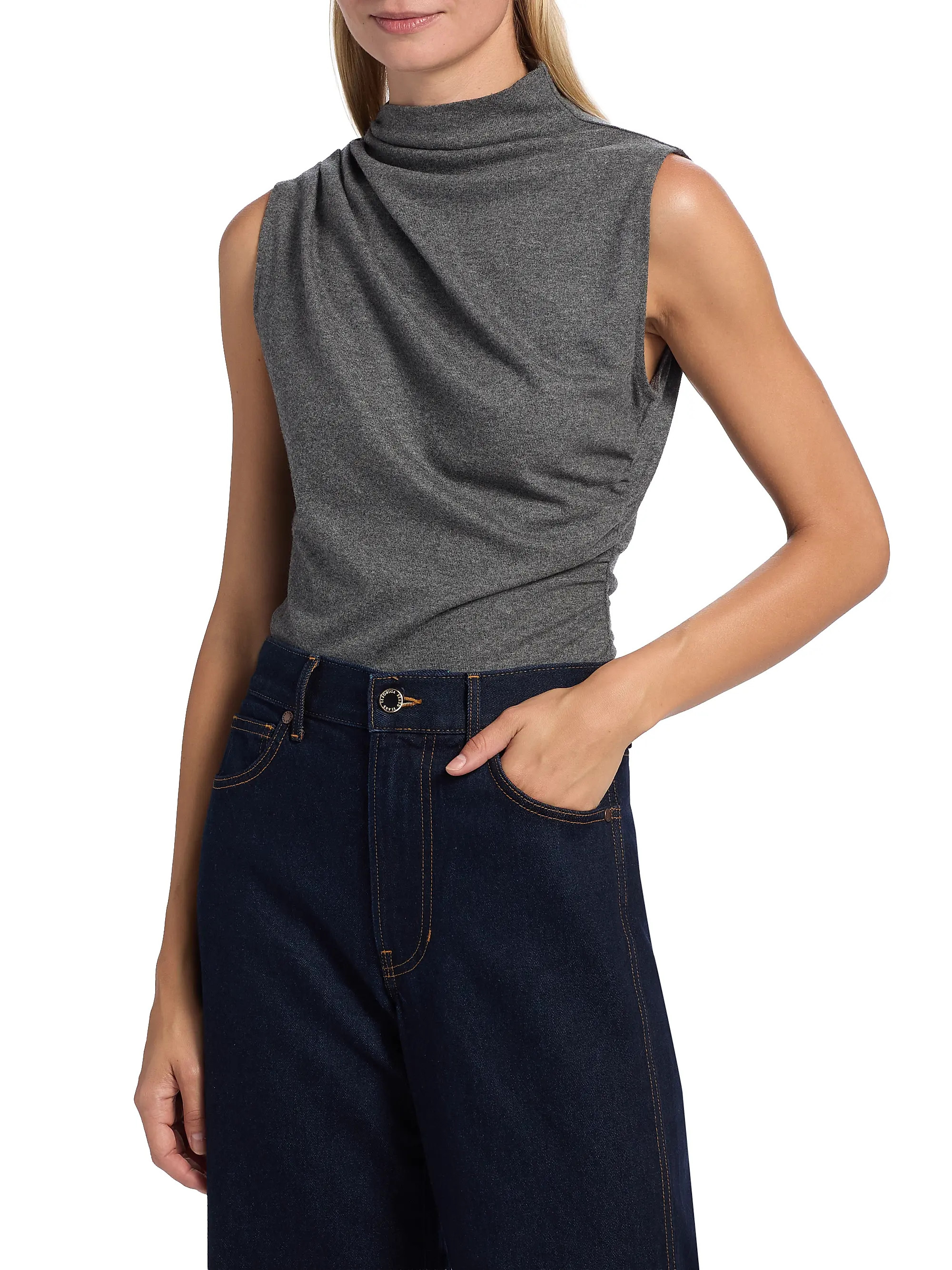 Veronica Beard Mylie Stretch-Wool-Blend Sleeveless Top | Saks Fifth Avenue | Saks Fifth Avenue