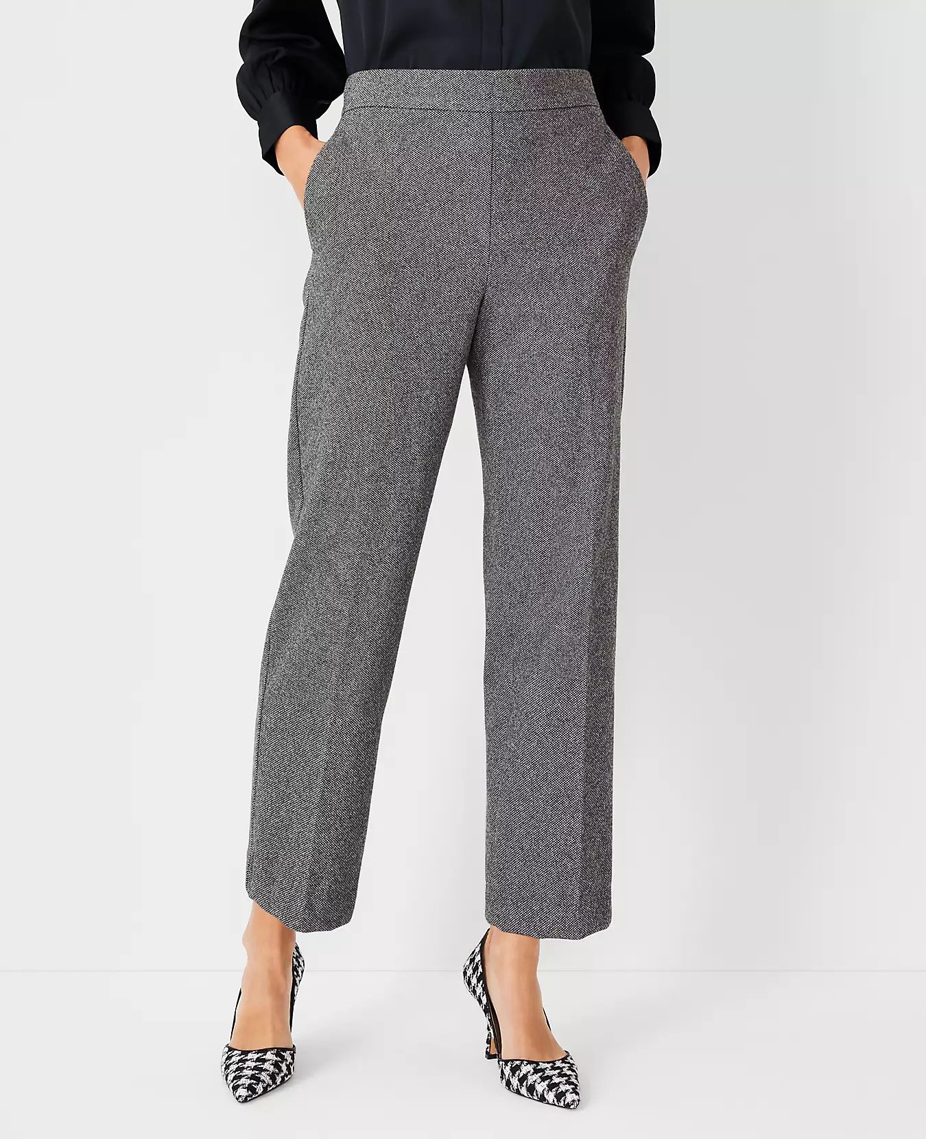 The Petite High Waist Straight Easy Ankle Pant in Tweed | Ann Taylor (US)