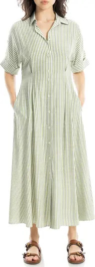 MAX STUDIO Stripe Short Sleeve Maxi Shirtdress | Nordstromrack | Nordstrom Rack