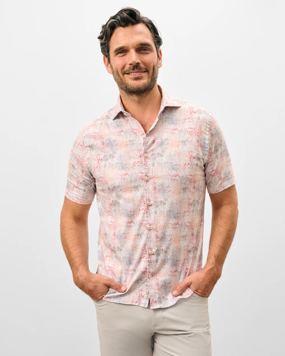 Tencel Blend Short Sleeve Button Down Shirt - Guffey Printed | johnnie O