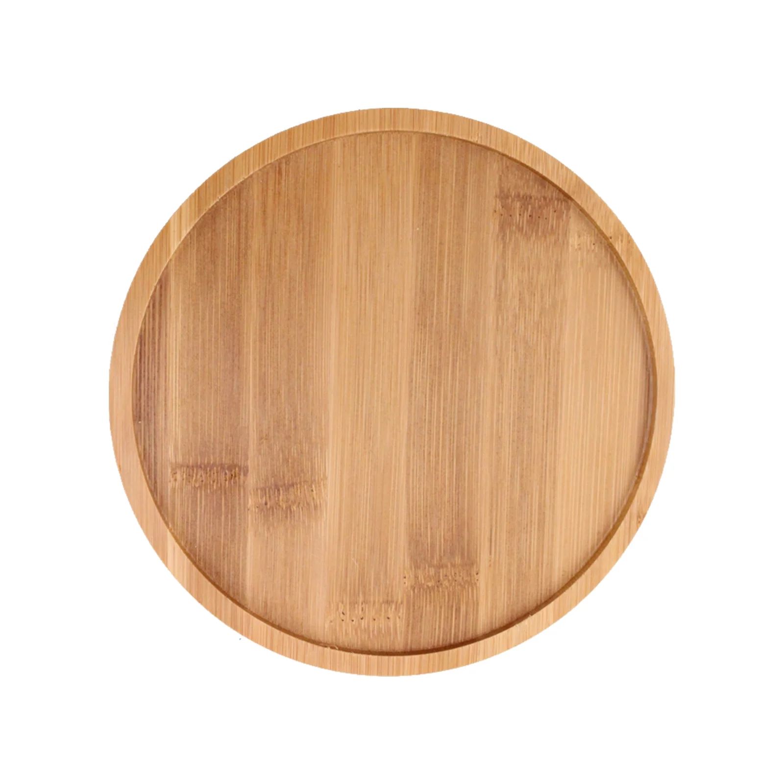 sugeryy Plant Saucer Tabletop Tea Set Bamboo Tray Creative Original Wood Color Grooved Base Coast... | Walmart (US)