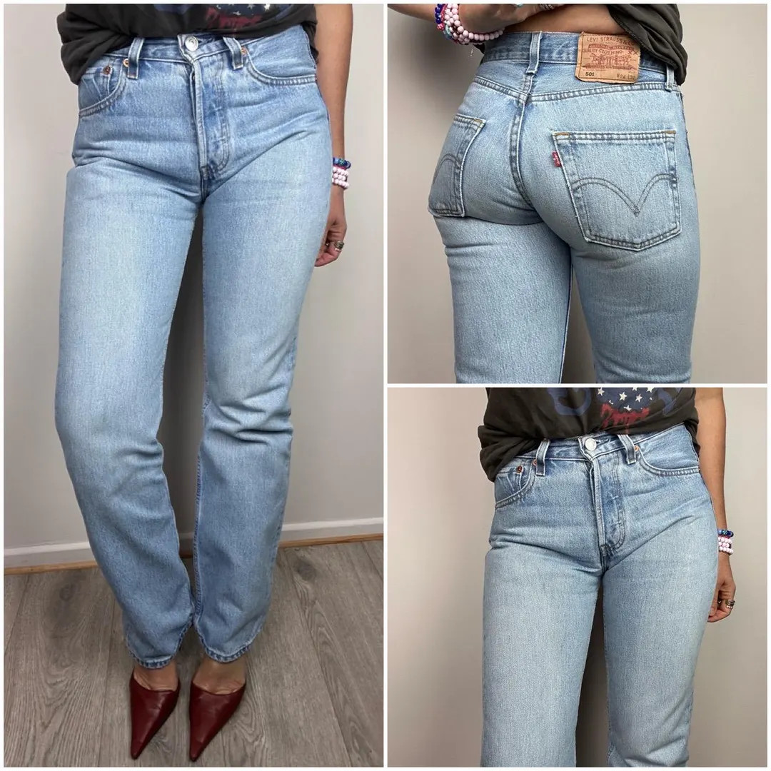 Levis 501 jeans w25 L31 vintage 501s blue stonewash Levi‘s denim straight leg buttonfly regular... | Etsy (US)