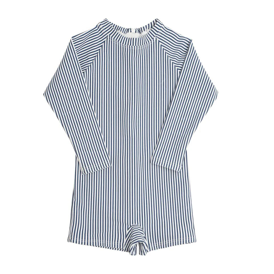 unisex navy stripe rashguard one piece | minnow