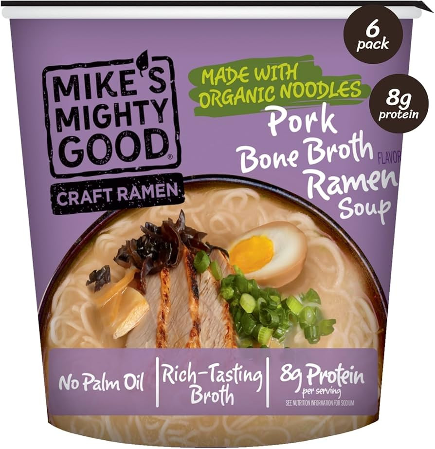 Mike’s Mighty Good Bone Broth Pork Ramen Cup (Pack of 6) – 8g Protein Instant Ramen Noodles ... | Amazon (US)