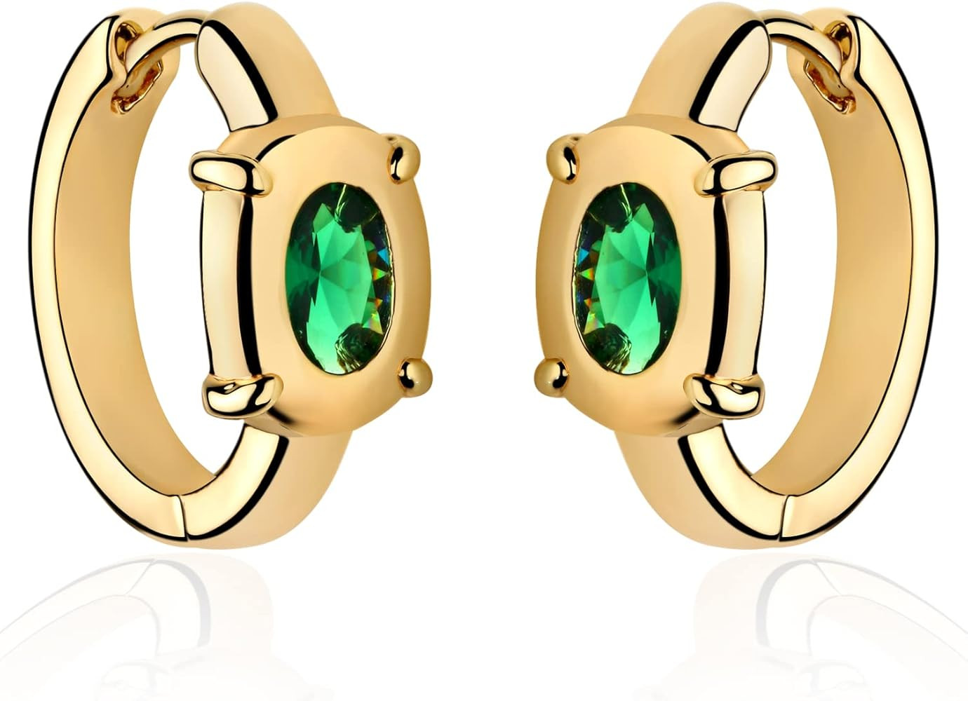 MTMY Huggie Hoop Earrings 14K Gold Plated Cubic Zirconia Dainty Simple Cute Beads Elegant CZ Circ... | Amazon (US)