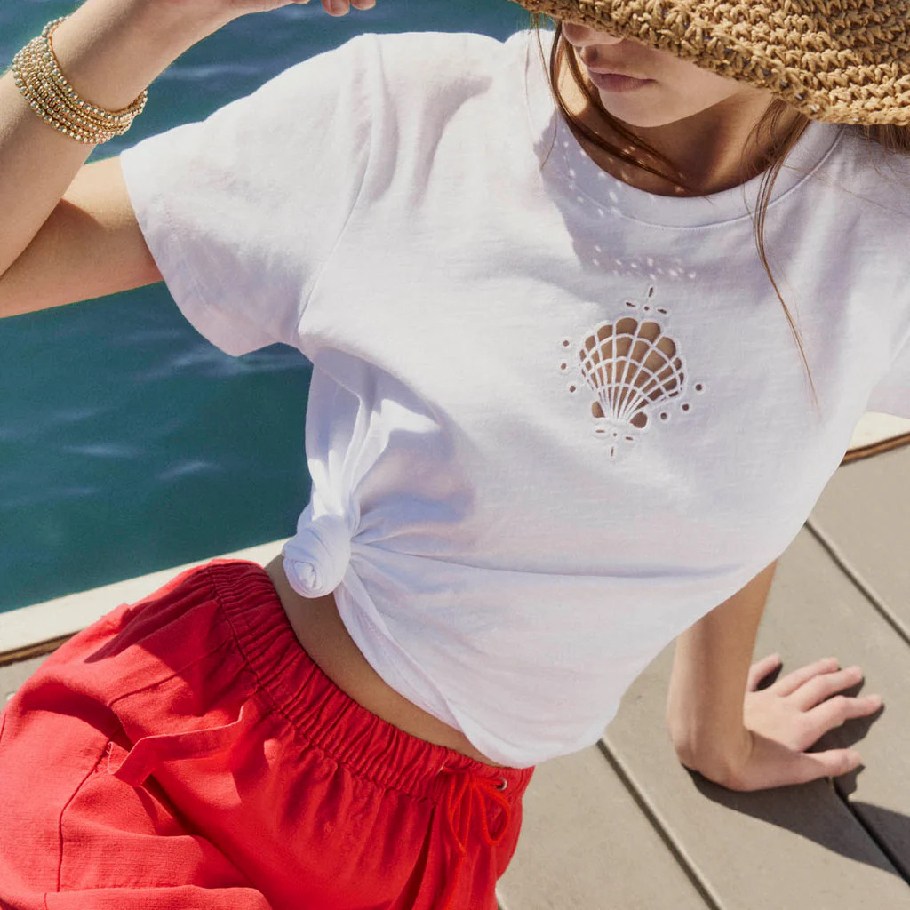 Seashell Embroidered Tee | Splendid
