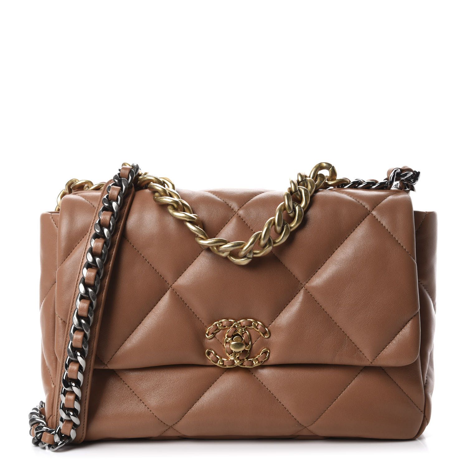 Lambskin Quilted Large 19 Flap Brown | Fashionphile
